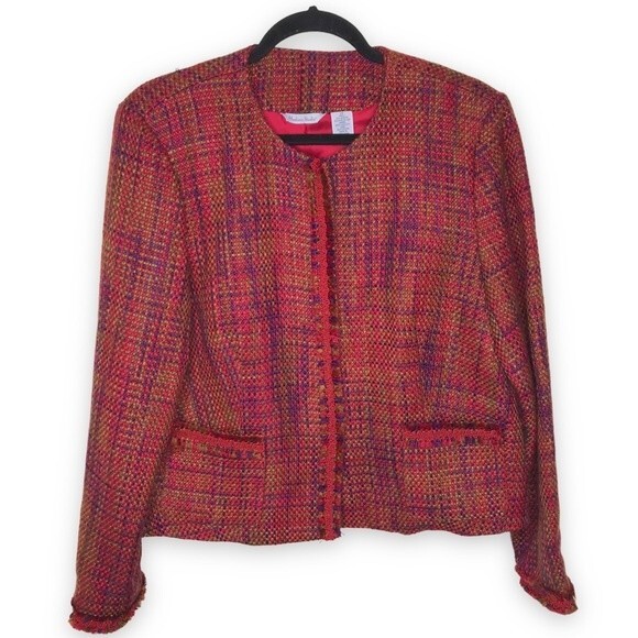 Vintage Madison Studio Boucle Soutache Braid Fringe Pink Jacket Women's Size 14 - Picture 1 of 14